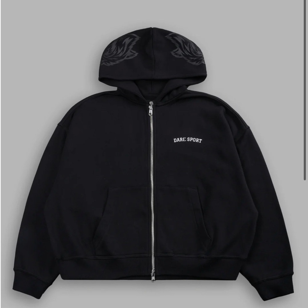 Darc Sport Black Zip Up Sweater NNER WOLF VEX DOUBLE ZIP HOODIE IN BLACK
